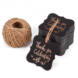 100 Pieces Gold Stamping Thank You For Celebrating With Us Greeting Cards 