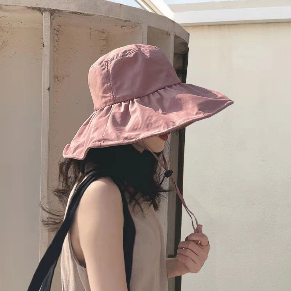 UV Protection Sun Hat Vinyl Bucket Hat Women's Bucket Hat Summer Solid Color Cap Foldable Casual 