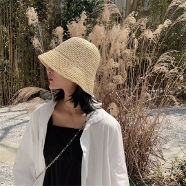 Foldable Handmade Fisherman Straw Hat Sunscreen Sw..